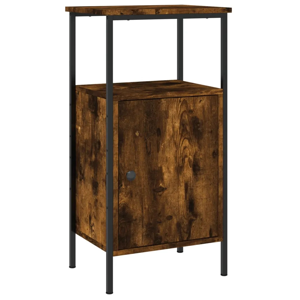 Comodino | Armadio da Notte | Mobiletto da notte Rovere Fumo 41x31x80 cm Legno Multistrato