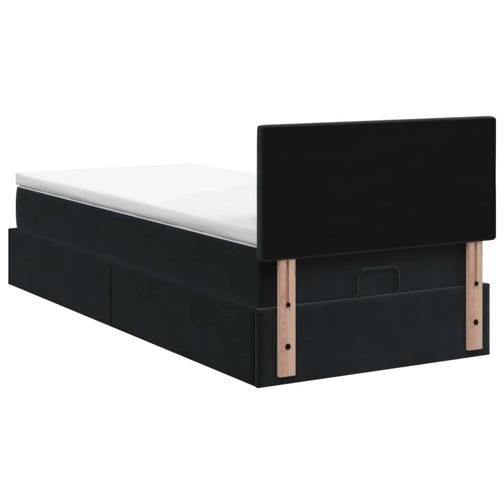 Letto ottomano con materasso Nero 80 x 200 cm Velluto 3456521