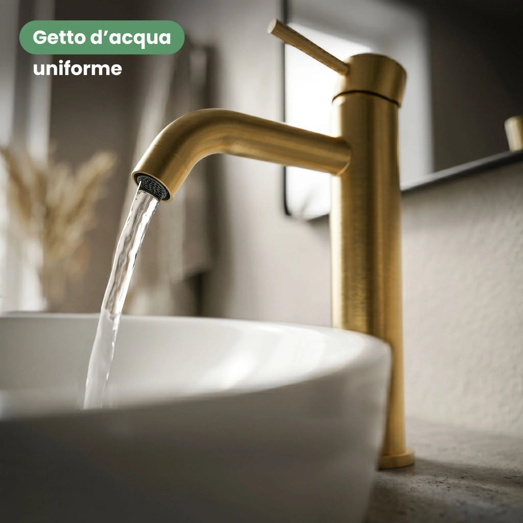 Rubinetto lavabo alto da appoggio miscelatore bagno oro VERTI
