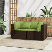 Divani Angolari da Giardino con Cuscini 2pz Polyrattan Marrone 319826