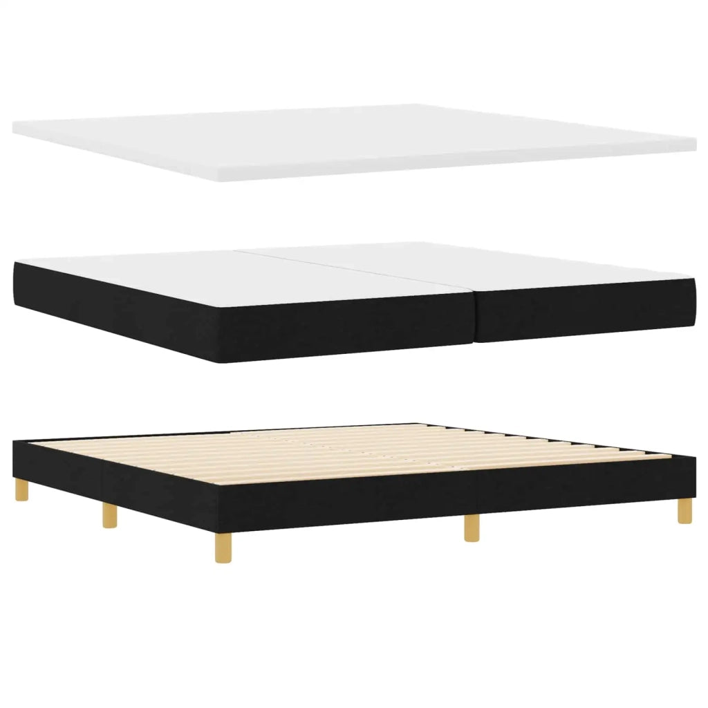 Letto a Sorgente LED con materasso Nero 200 x 200 cm Tessuto