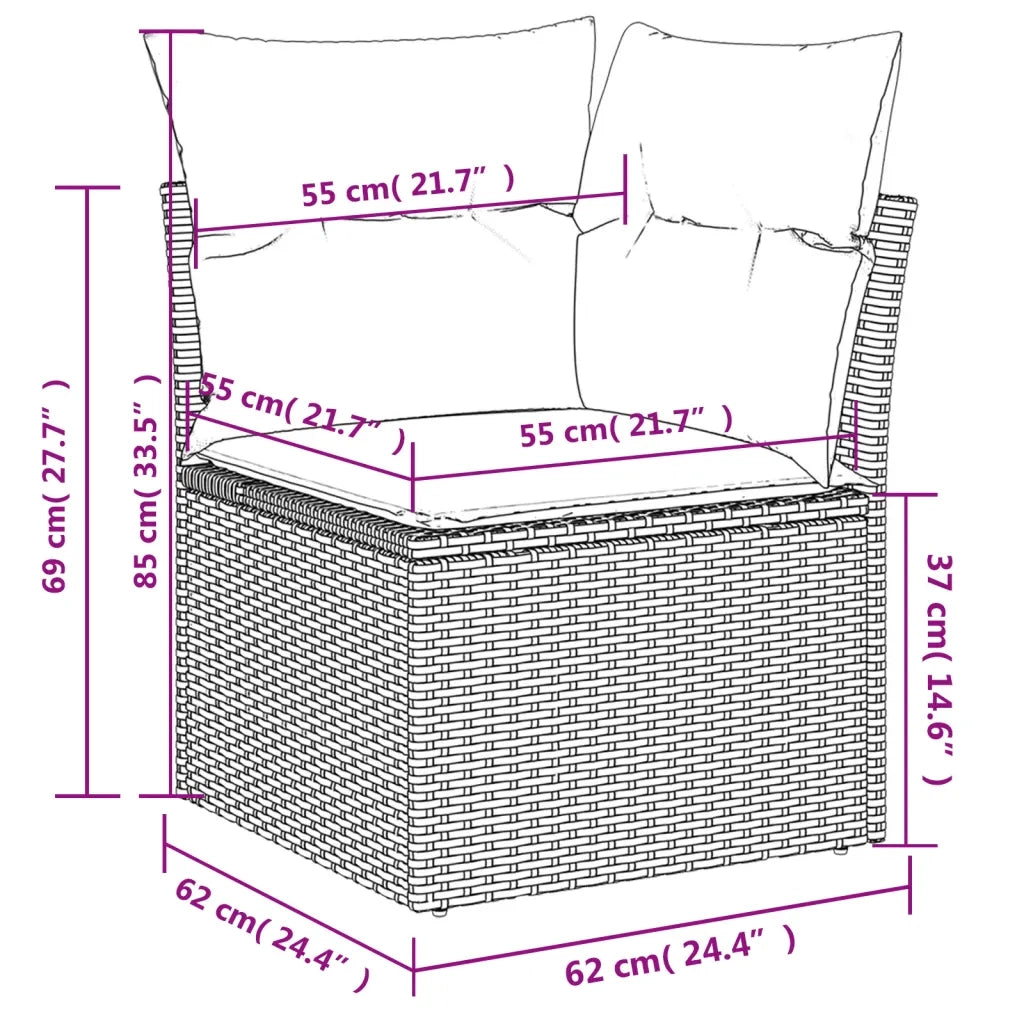 Set Divani da Giardino 9 pz con Cuscini Nero in Polyrattan 3225097