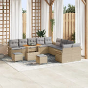 Set Divano da Giardino con cuscino 13 pcs Beige polyrattan