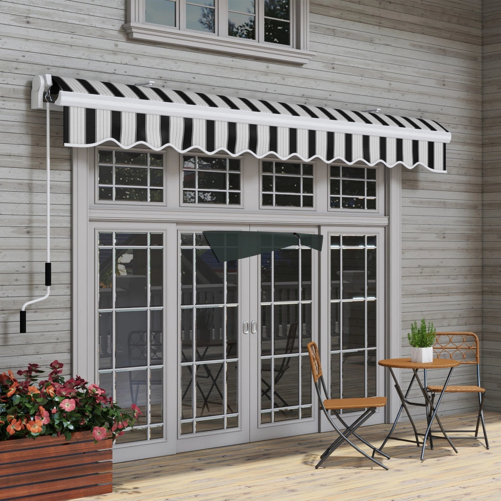 Tenda Parasole Estensibile per Esterno ¨C Minimal ¨C Alluminio e Poliestere, Blu e Bianca, 395x245 cm