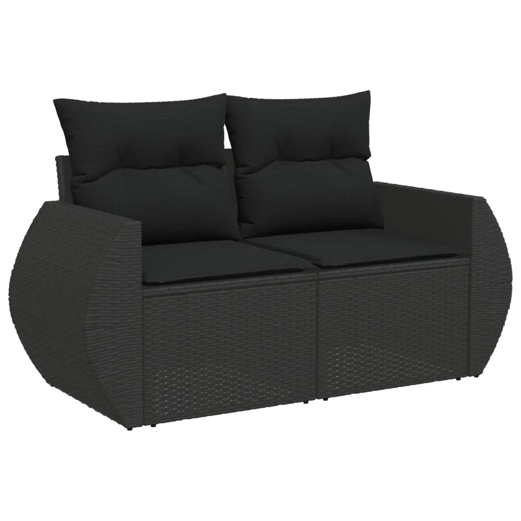 Set Divani da Giardino 10pz con Cuscini in Polyrattan Nero 3221864