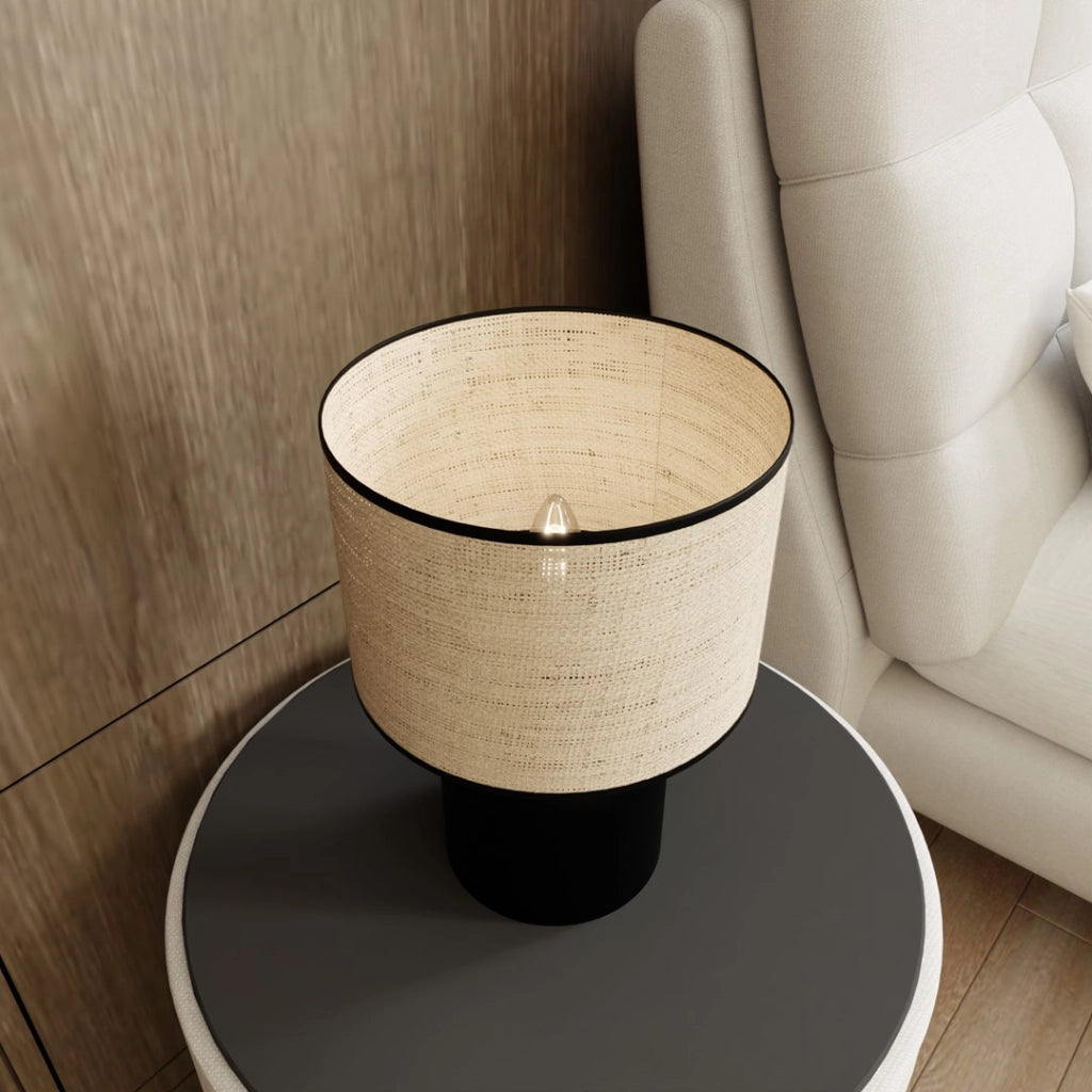 Lampada da tavolo nera paralume crema E27 15W Aspen
