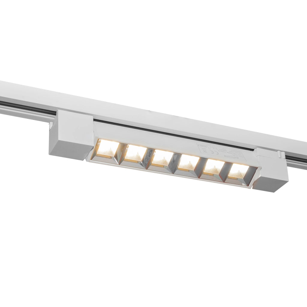 Faretto binario track monofase barra 6 LED 12W resa 144W luce orientabile spot interni negozio 230V BIANCO LUCE 4000K