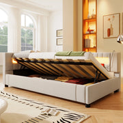 Letto daybed 90x200 cm con LED, contenitore idraulico e porte USB