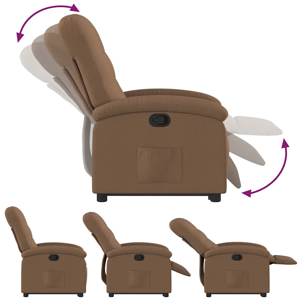 Poltrona Alzapersona Reclinabile Marrone in Tessuto 3204096