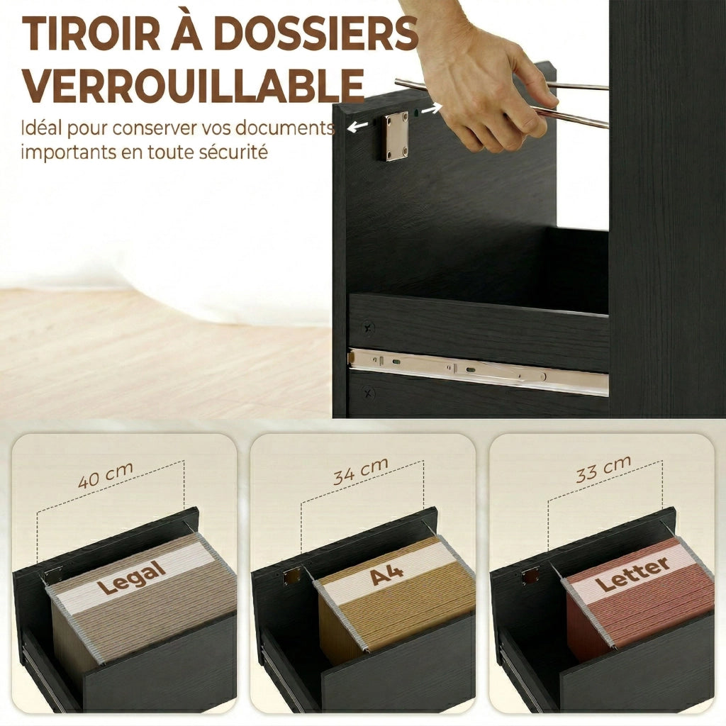 Scrivania con libreria e cassetto ¨C Minimal ¨C 126x50x109 cm, nero