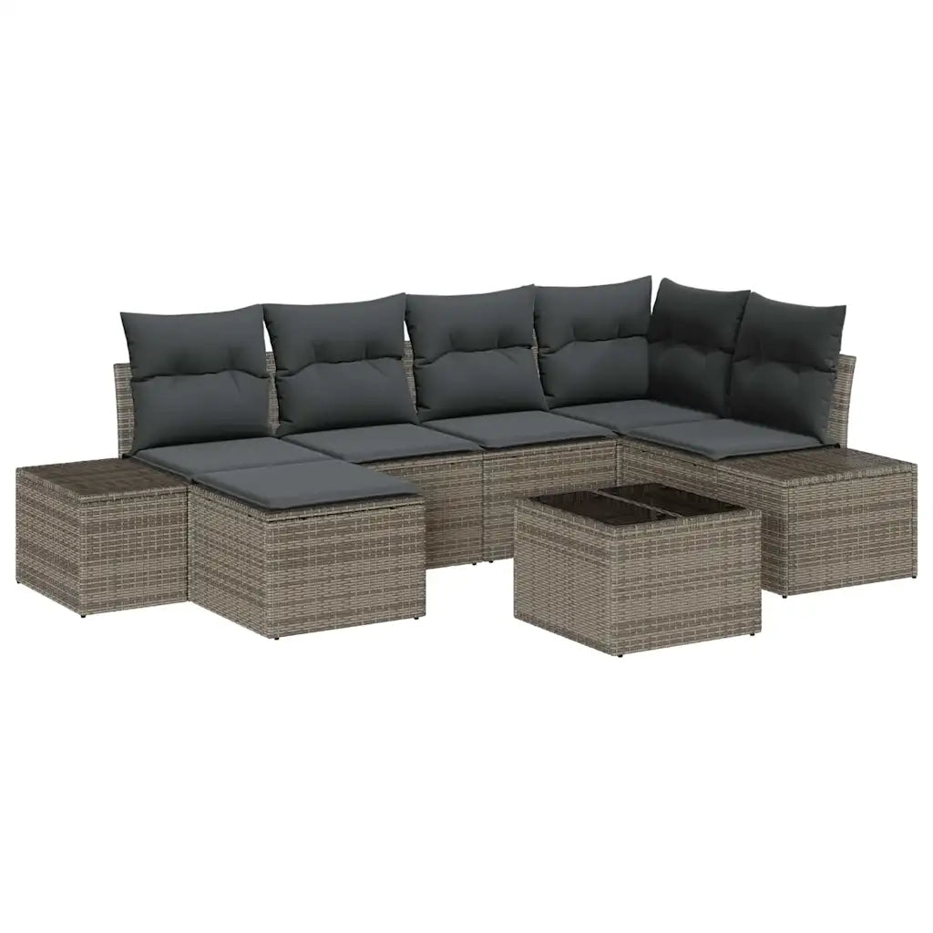 Set Divano da Giardino con cuscino 6 pcs Grigio polyrattan 3355808