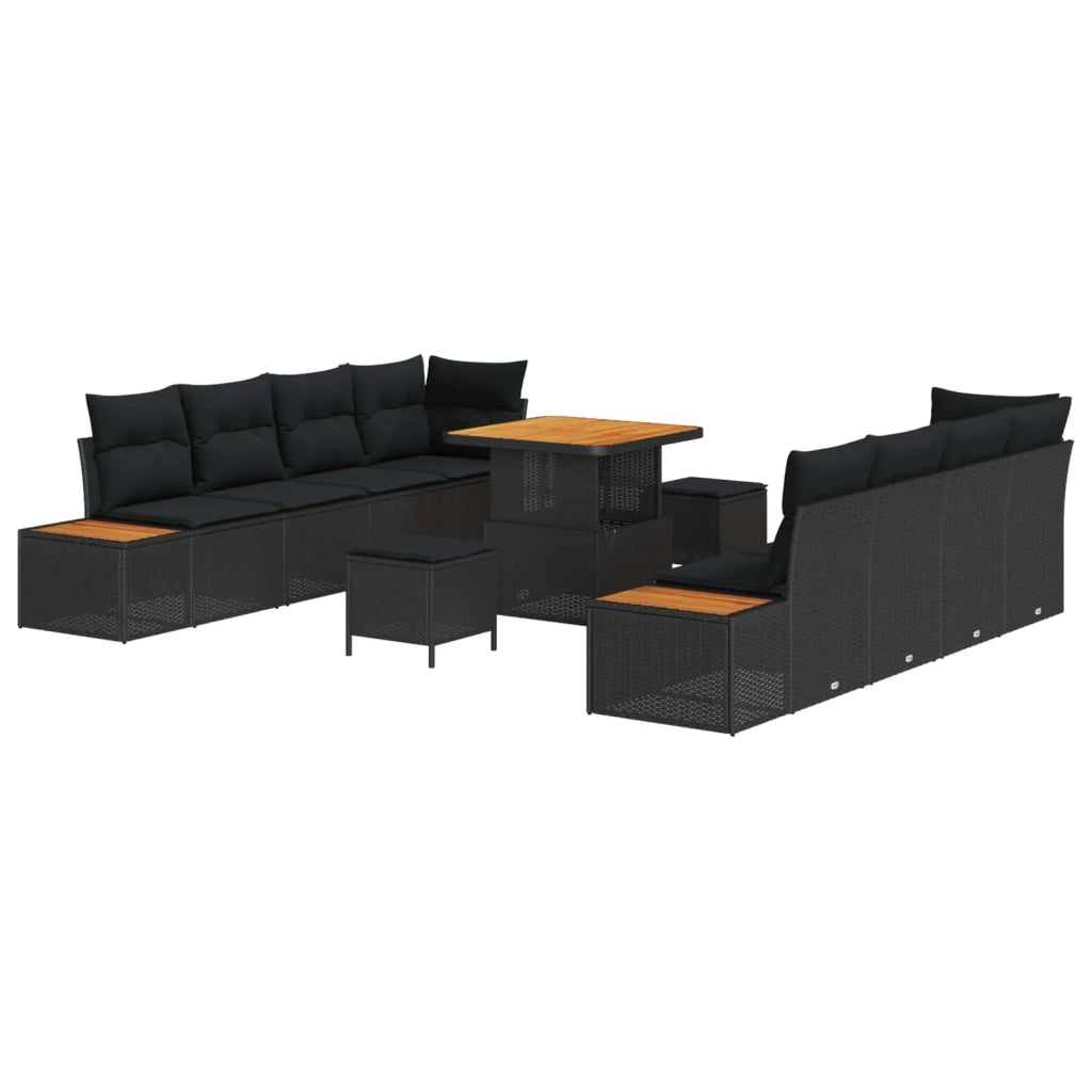 Set Divano da Giardino 11 pcs Nero polyrattan 3362884