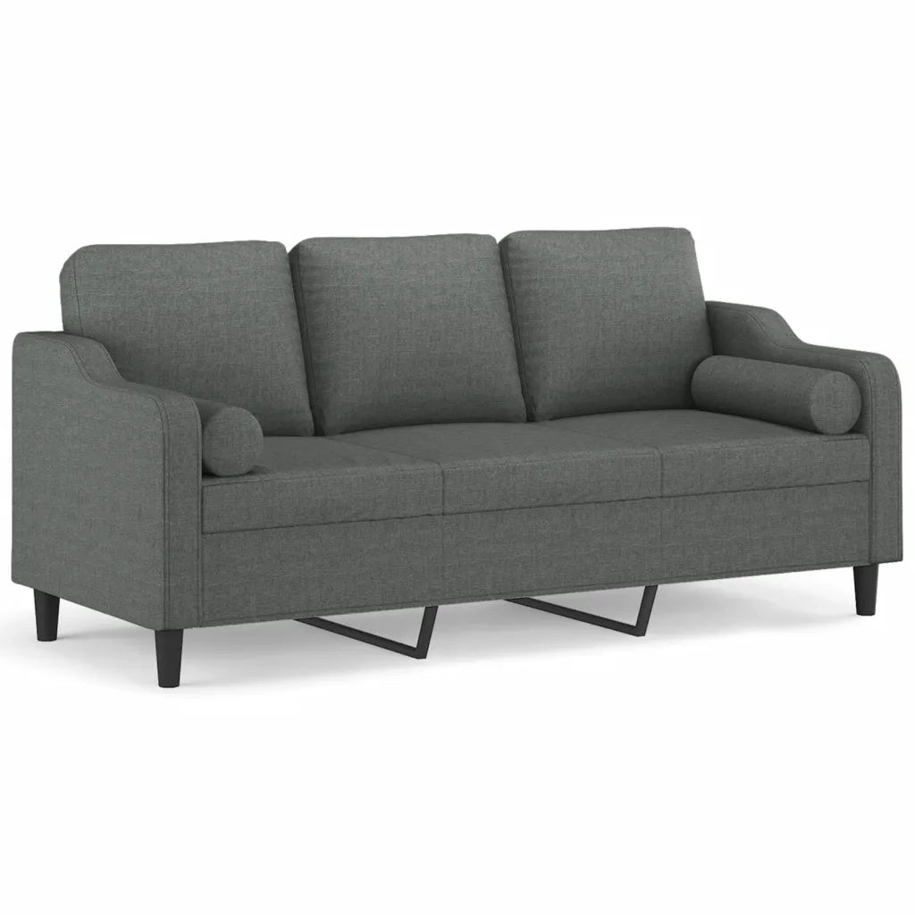 Divano a 3 Posti con Cuscini-Sofa 3 Posti con Cuscini Grigio Scuro 180 cm in Tessuto 613140