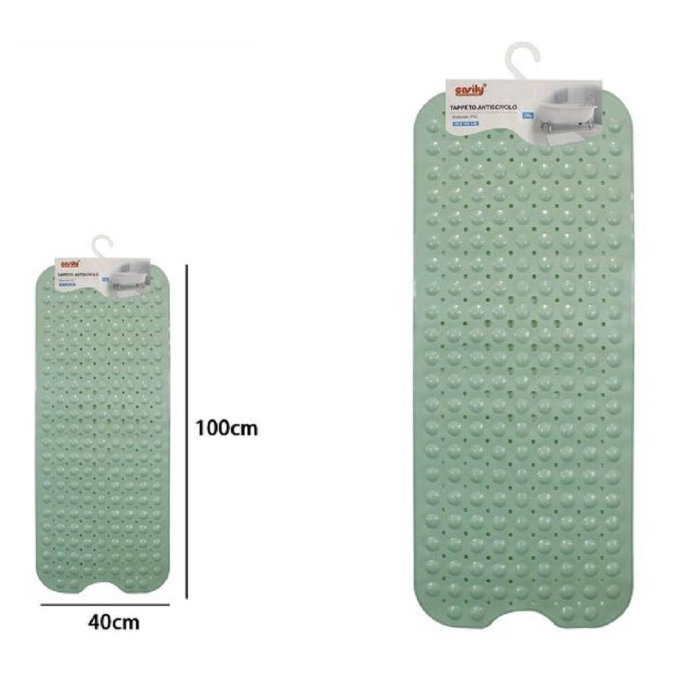 Trade Shop - Tappetino Per Vasca Antiscivolo 100 X 40 Cm Tappeto Doccia In Pvc 79740 Verde -