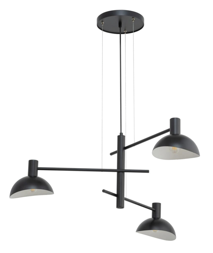 Lampada a sospensione moderna Artis nera 3 luci E14 Sigma