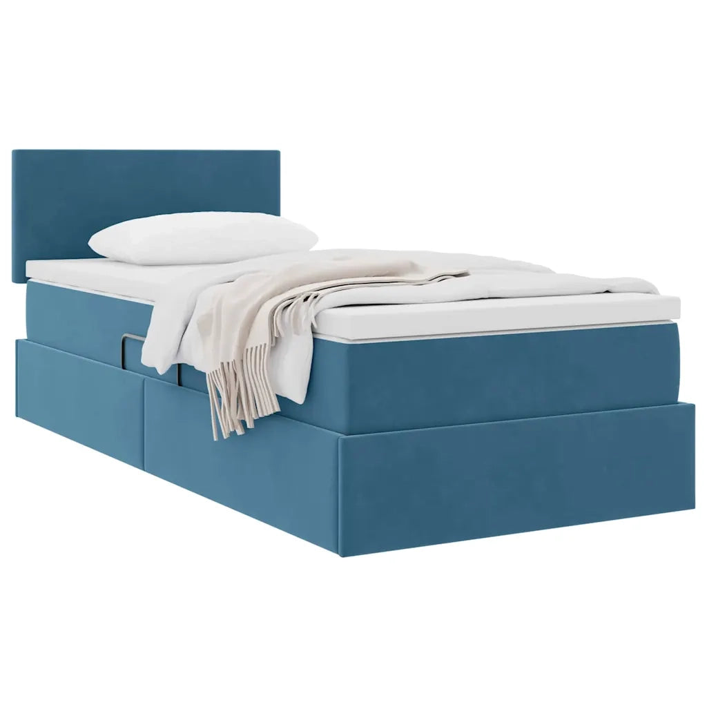 Letto con Contenitore Blu Scuro 90 x 190 cm Velluto