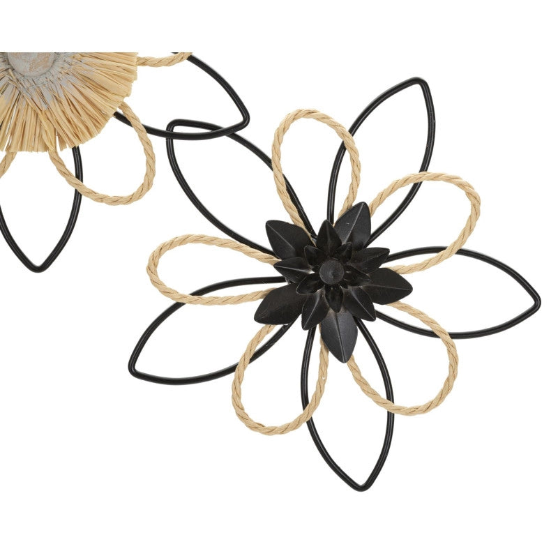 Pannelo In Ferro E Raffia Flow cm 60x4x35