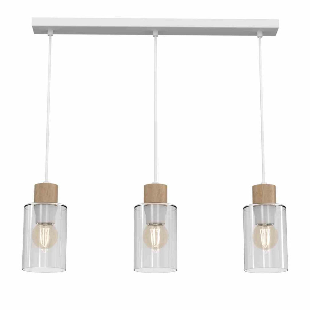 Lampada a sospensione Milagro Madera 3 luci bianca