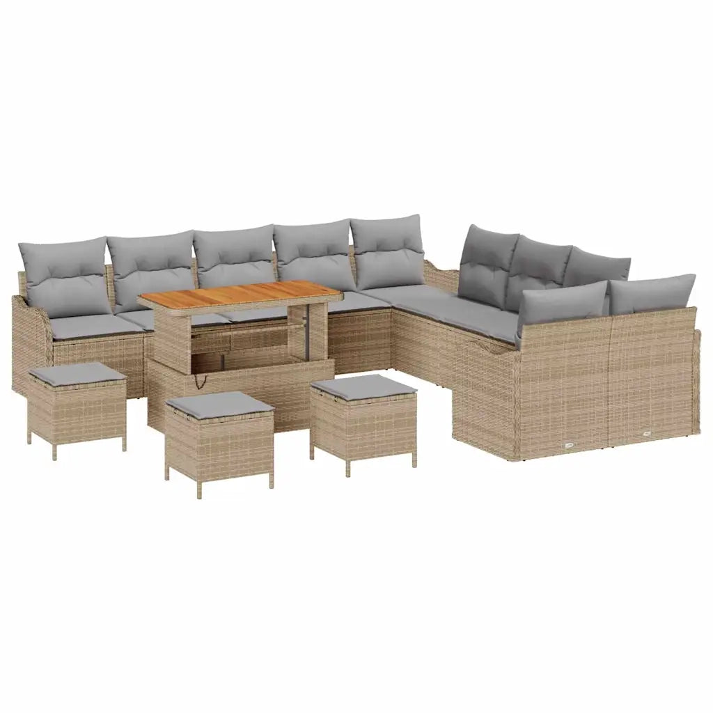 Set Divano da Giardino 14 pcs Beige polyrattan 3362332