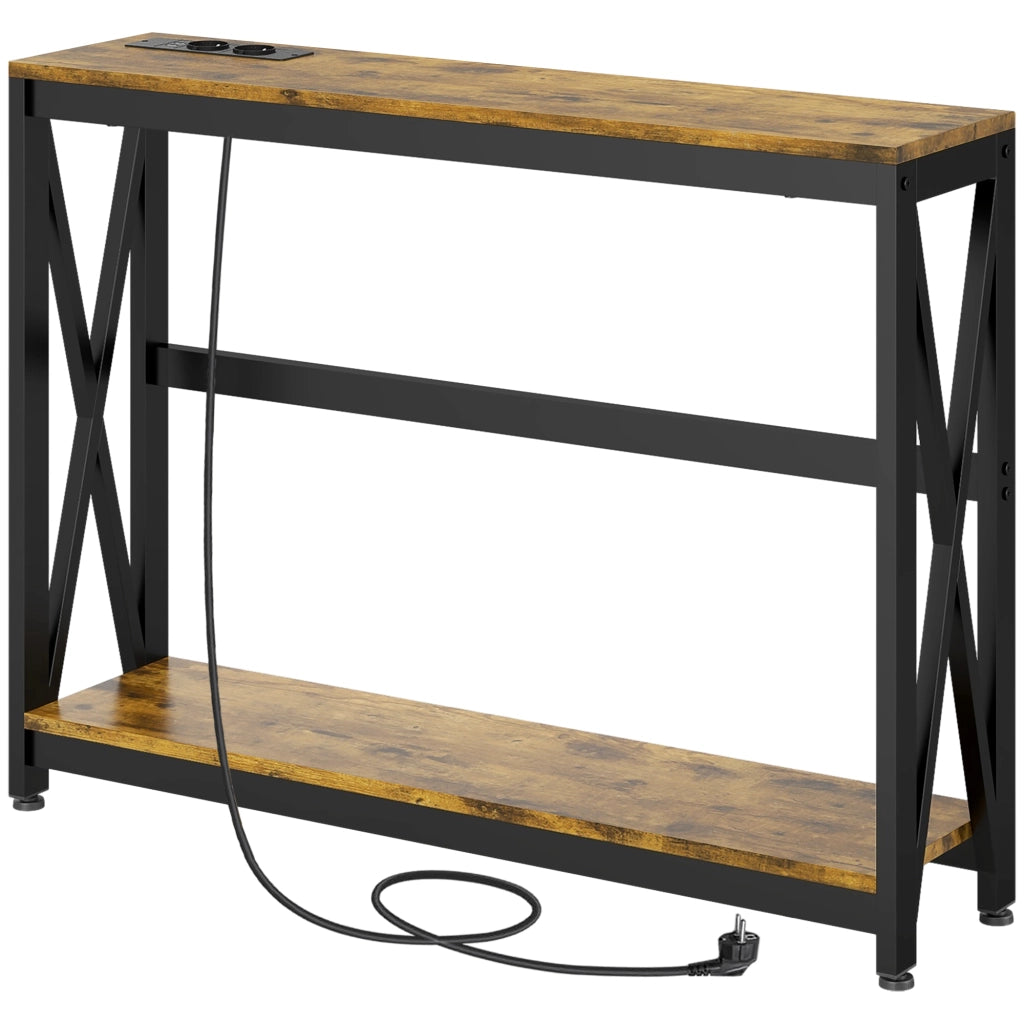 Tavolino console a 2 livelli ¨C Minimal ¨C 100x24x75 cm marrone