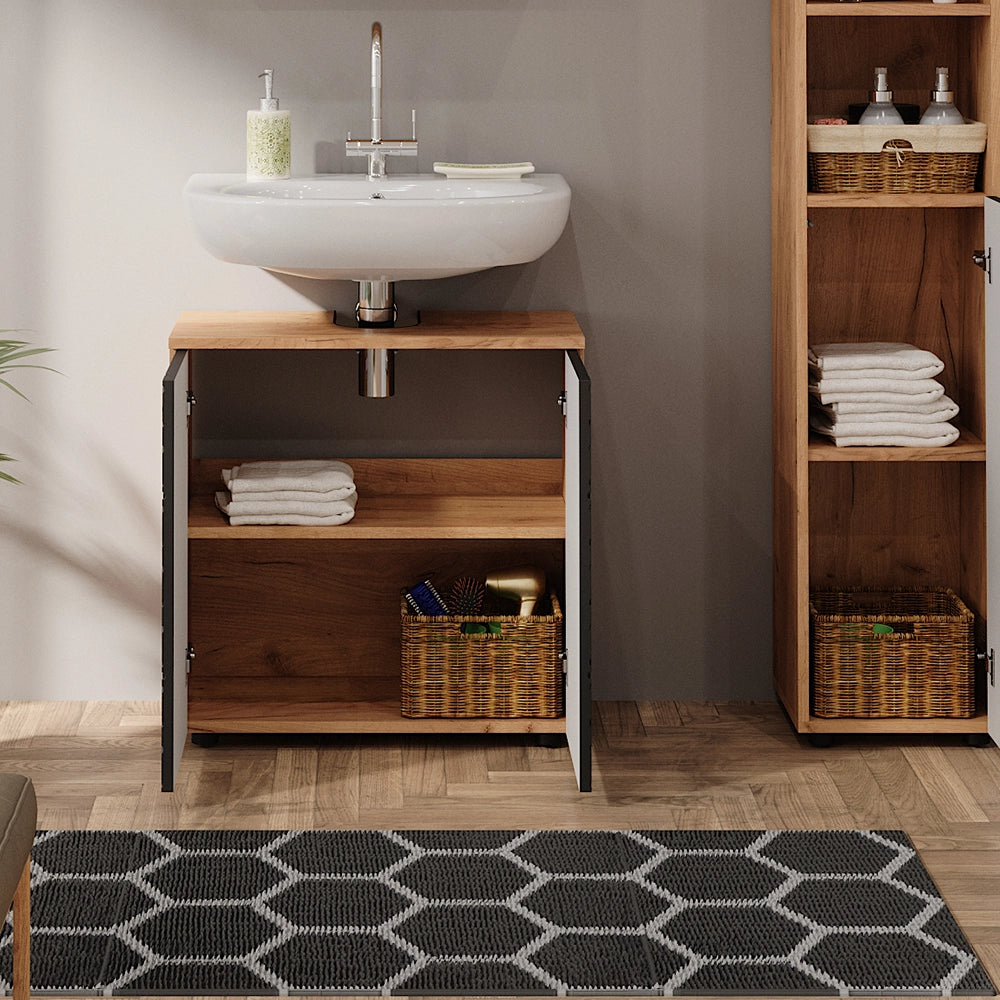 Vicco Mobile sottolavabo per bagno Antracite con struttura a nido d'ape 60 x 59 cm