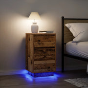 Comodino con Luci LED Legno Antico 38x34x65 cm 861308