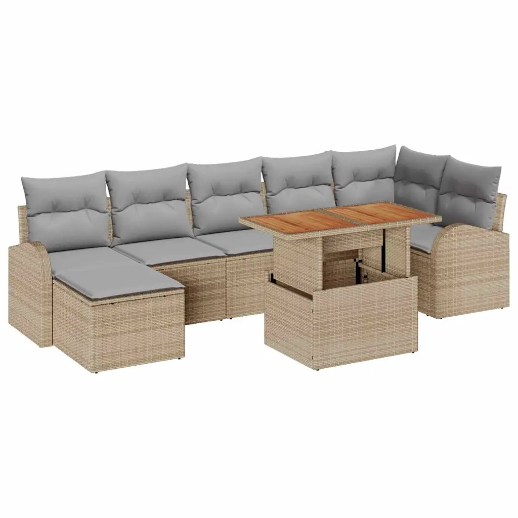 Set Divano da Giardino con cuscino 8 pcs beige e grigio chiaro 3349615