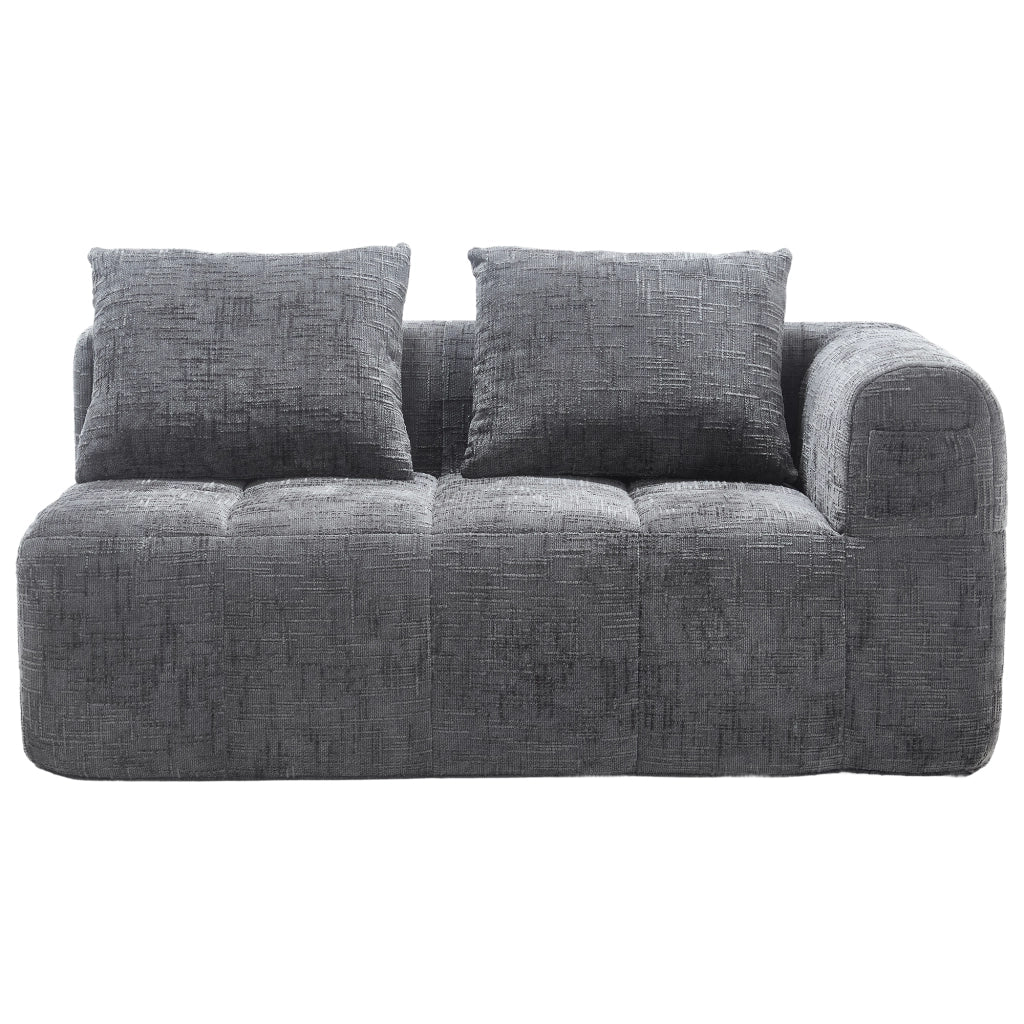 Divano 2 Posti con Cuscini e Tasche Laterali ¨C MINIMAL ¨C Grigio, Tessuto Morbido