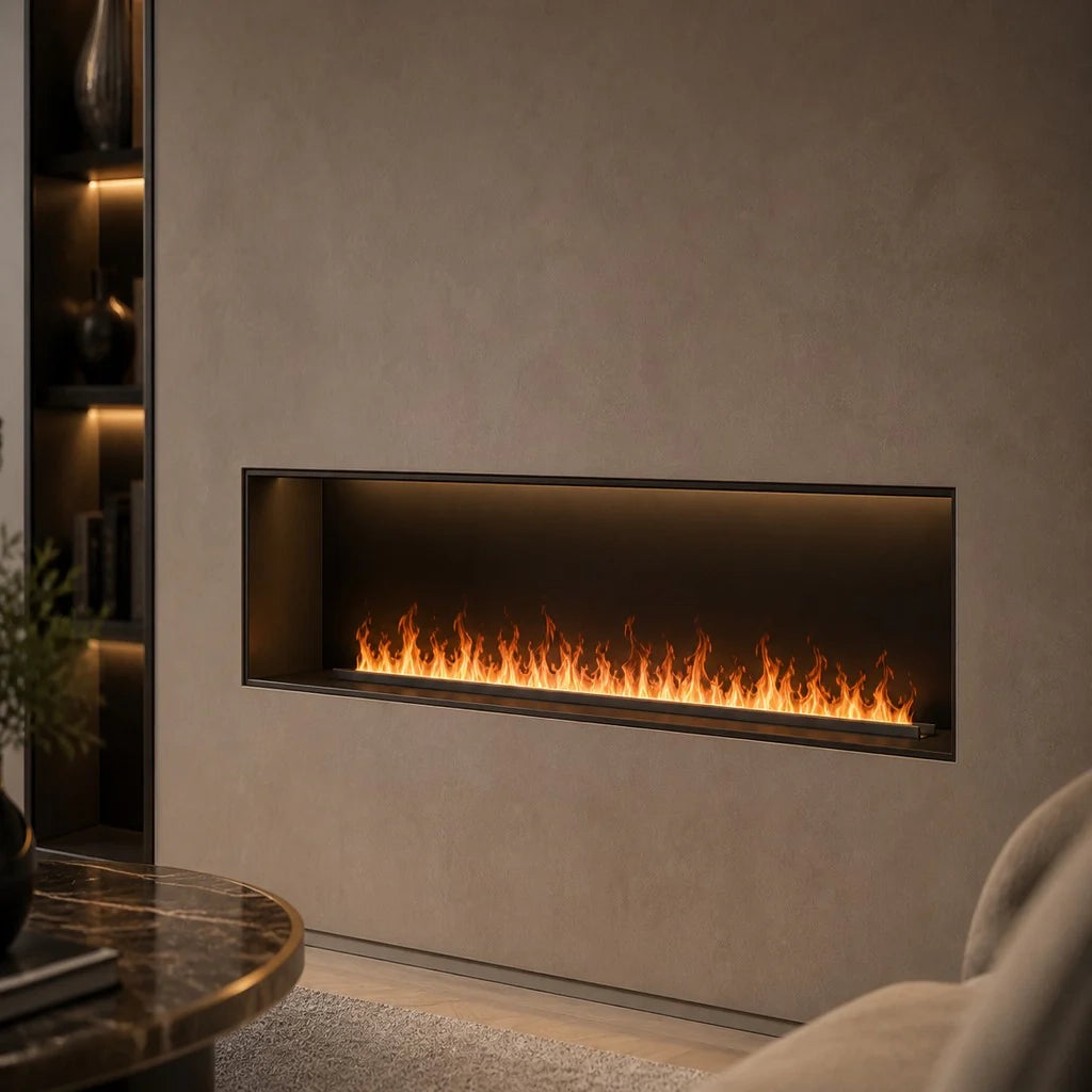 Camino Elettrico da Incasso Divina Fire VAPOR125 - Effetto Fiamma 3D a Vapore Acqueo, 7 Colori LED, Controllo APP e Telecomando, 125 cm - Divina Fire