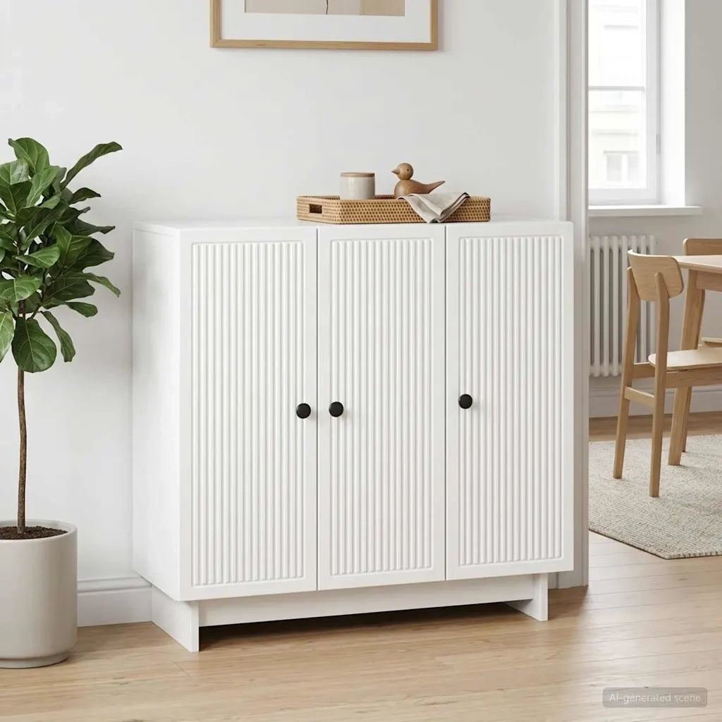 Credenza Bianco Lucido 89 x 34,5 x 80 cm Legno ingegnerizzato 893959