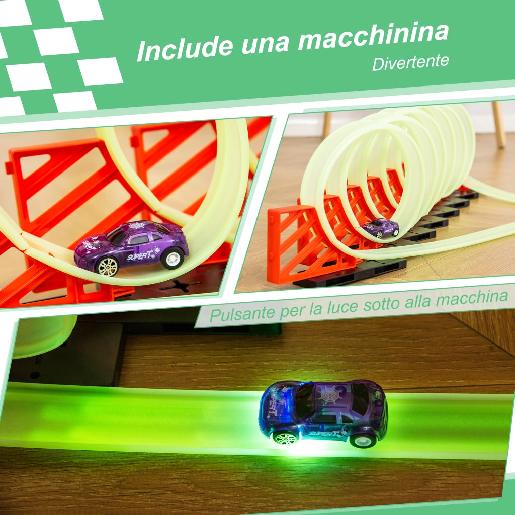 Pista Macchinine con Luci LED ¨C Xylo ¨C Verde e Rosso, con Auto Inclusa