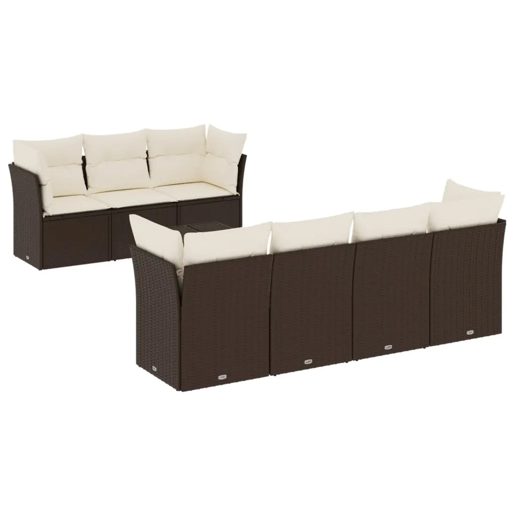 Set Divani da Giardino 8 pz con Cuscini Marrone in Polyrattan 3217283
