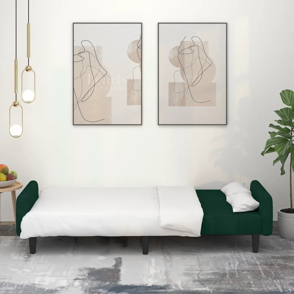 Divano Letto a 2 Posti-Sofa Letto 2 Posti-Daybed Verde Scuro in Velluto 771433