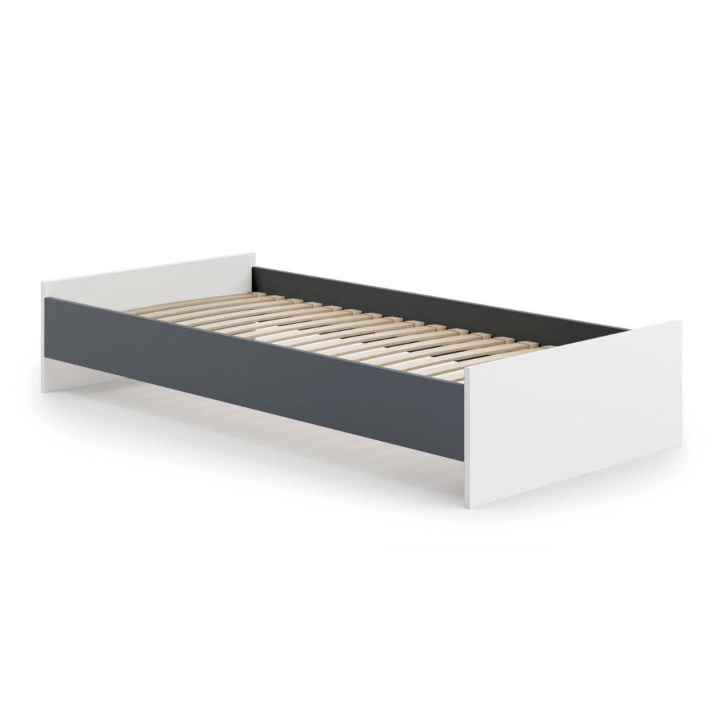 Letto singolo KARO 190x90 bianco e grigio per ragazzi
