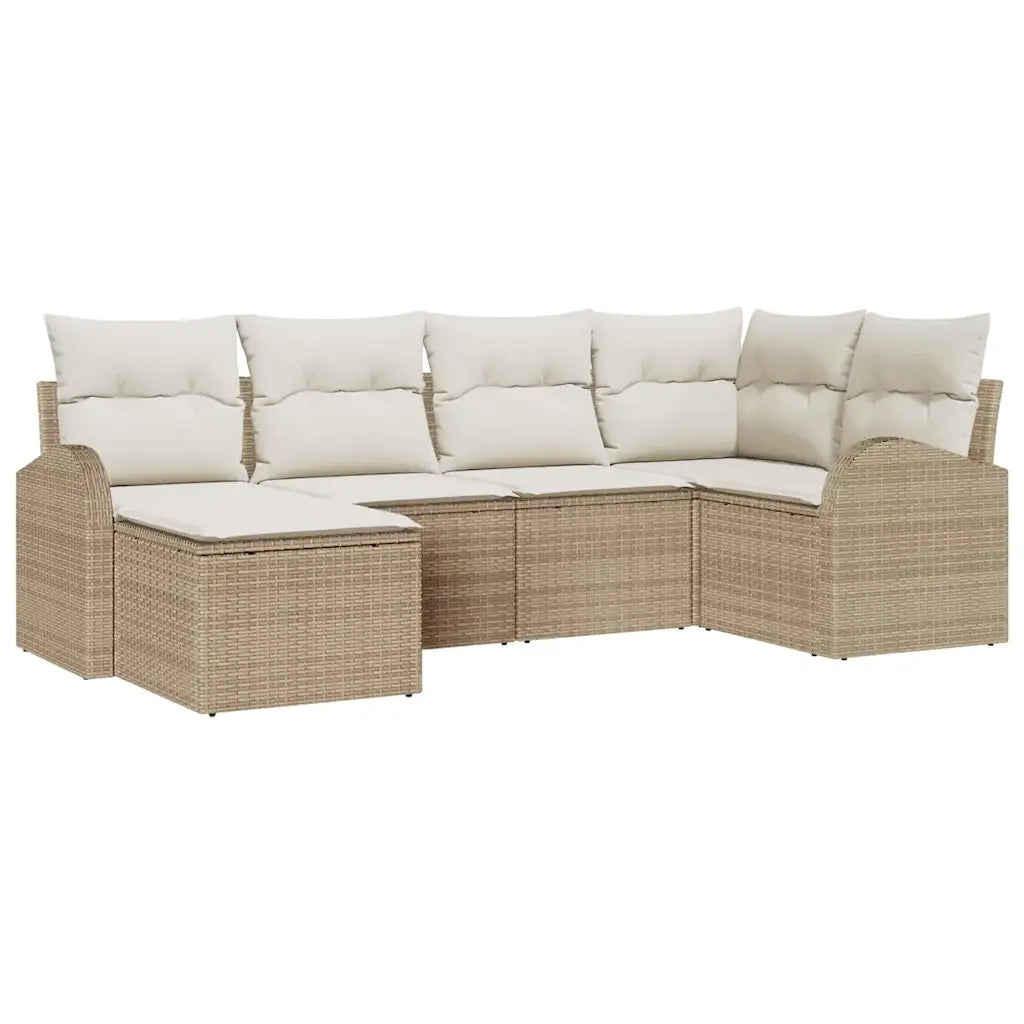 Set Divano da Giardino 6 pcs Beige polyrattan