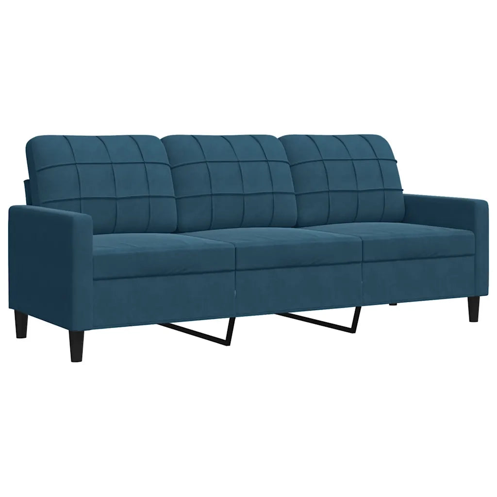 Set di Divani 3 pz con Cuscini e Rinforzi Blu in Velluto 3278430