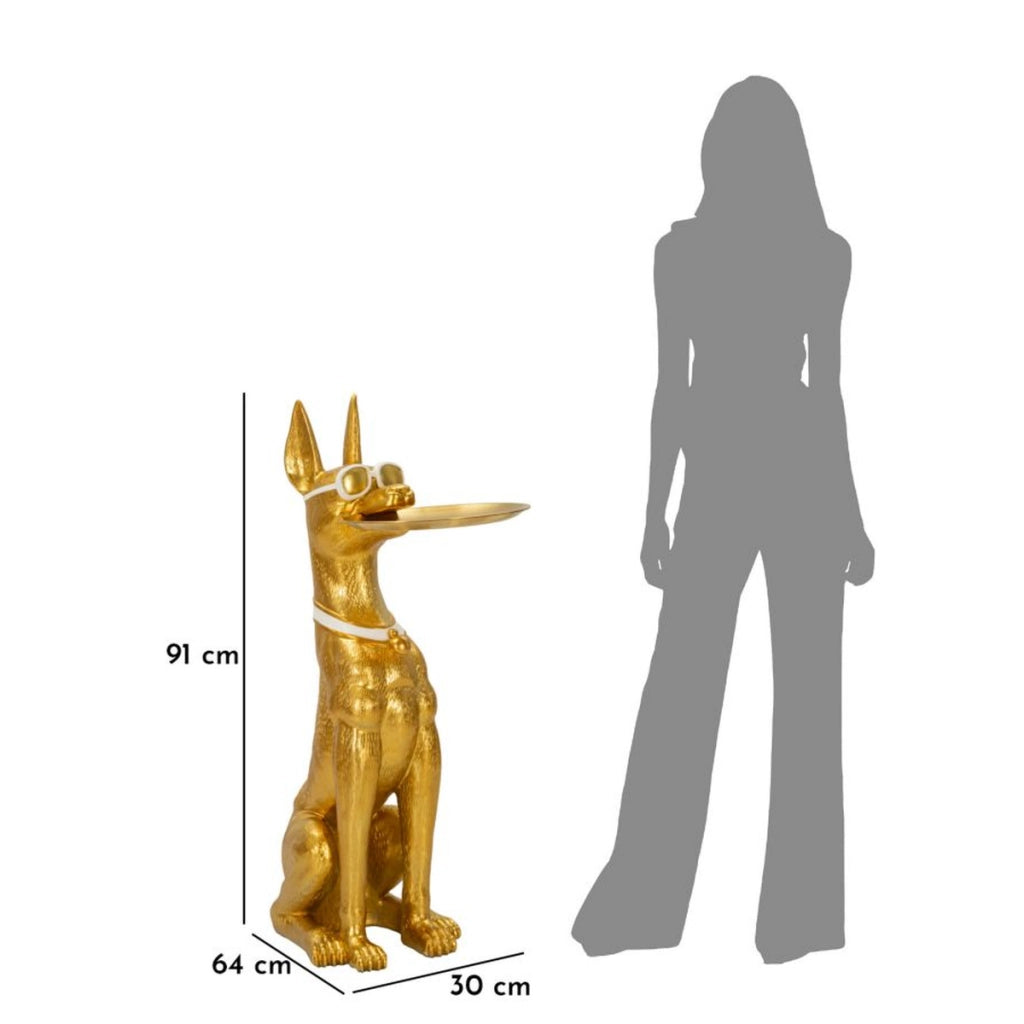 Vassoio Cane 15, Oro, Poliresina, 30x64x91 cm