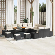 Set Divano da Giardino con cuscino 14 pcs Nero polyrattan 3362850