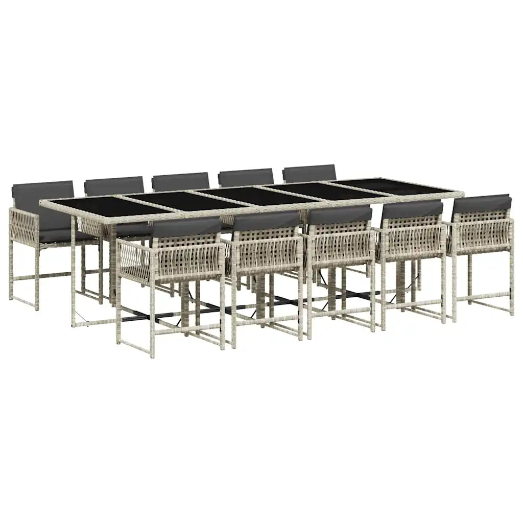 Set Pranzo Giardino 11pz con Cuscini Grigio Chiaro Polyrattan 3211475