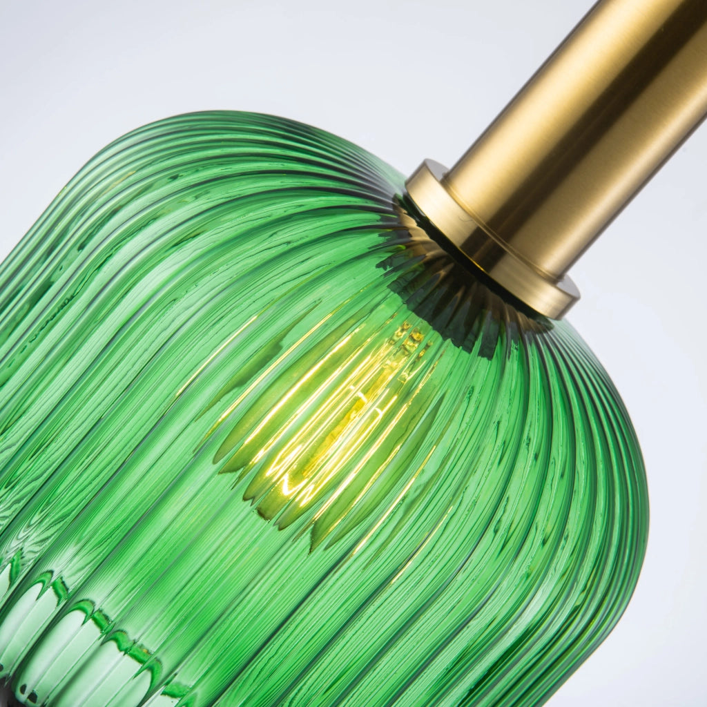 Lampada a sospensione Cumbria vetro verde oro E27 Polux