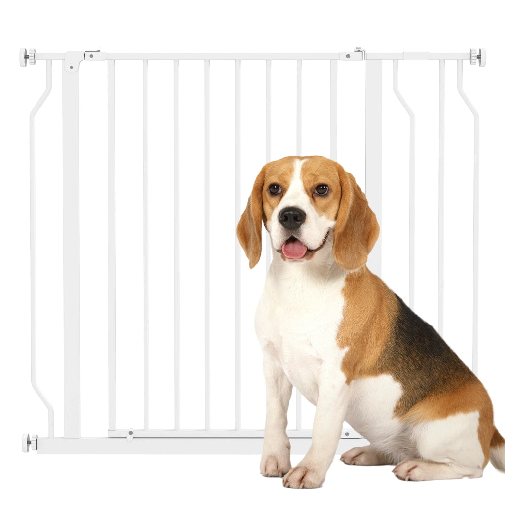 Barriera per Cani con Porta Regolabile 75-95 cm ¨C Minimal ¨C Bianco