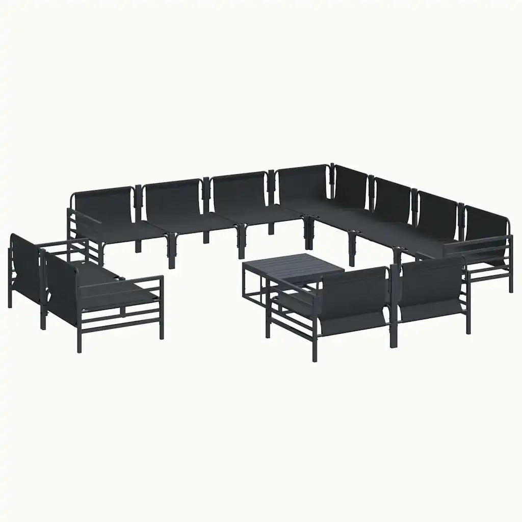 Set Divano da Giardino con cuscino 12 pcs Nero Acciaio