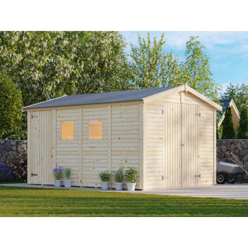 Casetta da giardino in legno 273x370 cm con doppia porta e porta laterale 16 mm - Esterni da Vivere