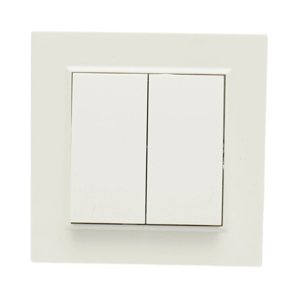 Interruttore doppio, bianco, da incasso, 220V, 10AX, ABS 80x80mm