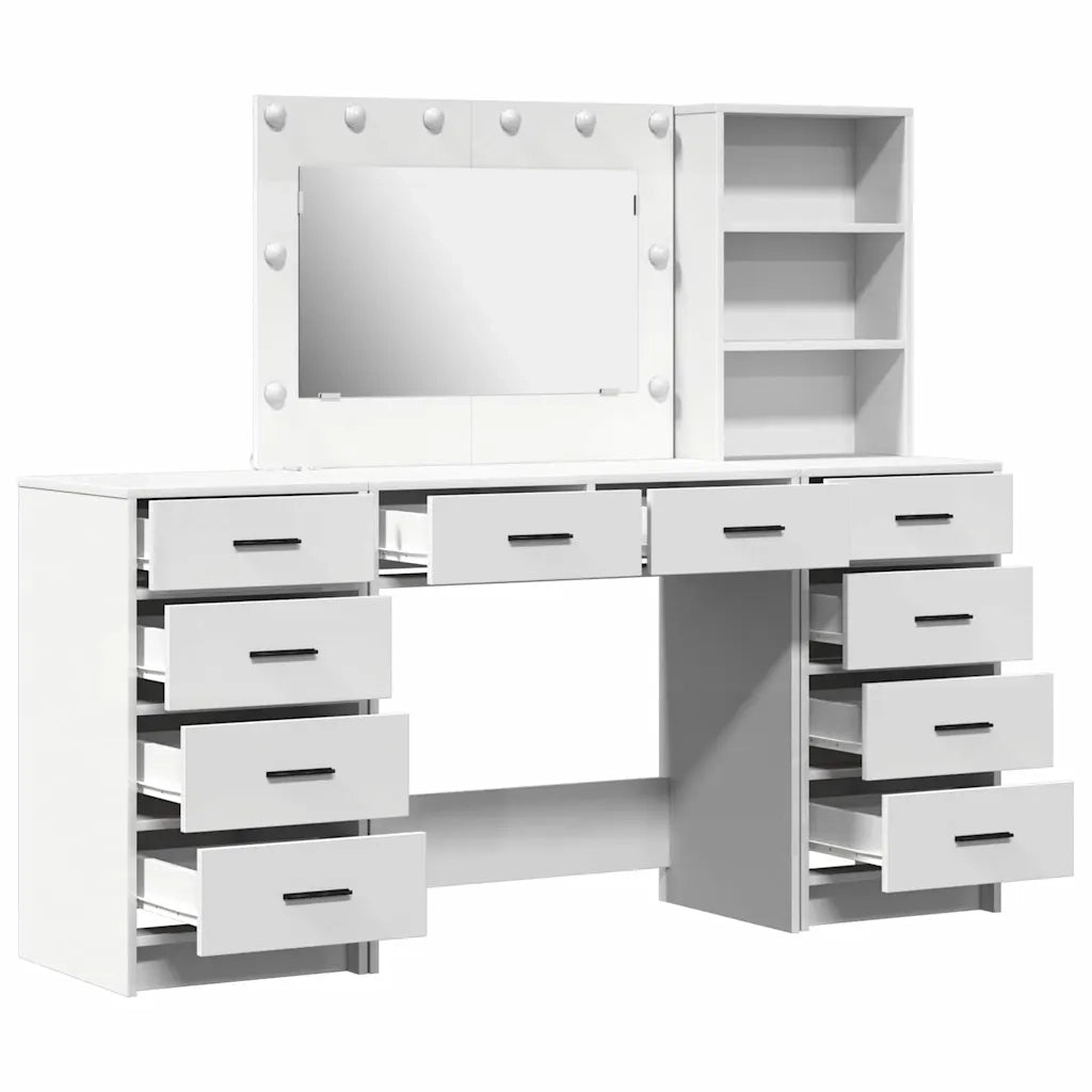 Tavolo da Trucco con cassetto 3 pcs Bianco Legno multistrato 3334209