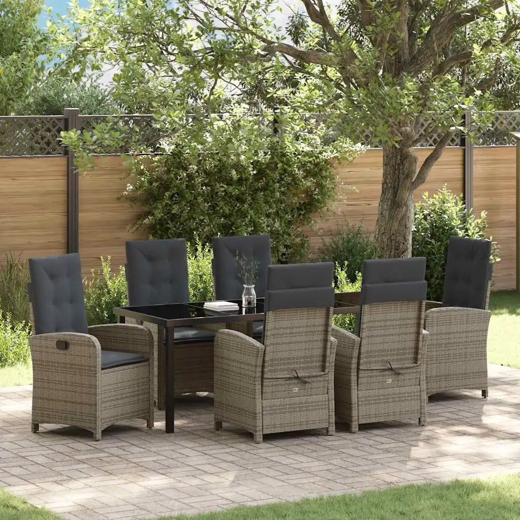 Set da Pranzo per Giardino con cuscino 7 pcs Grigio polyrattan 3380279
