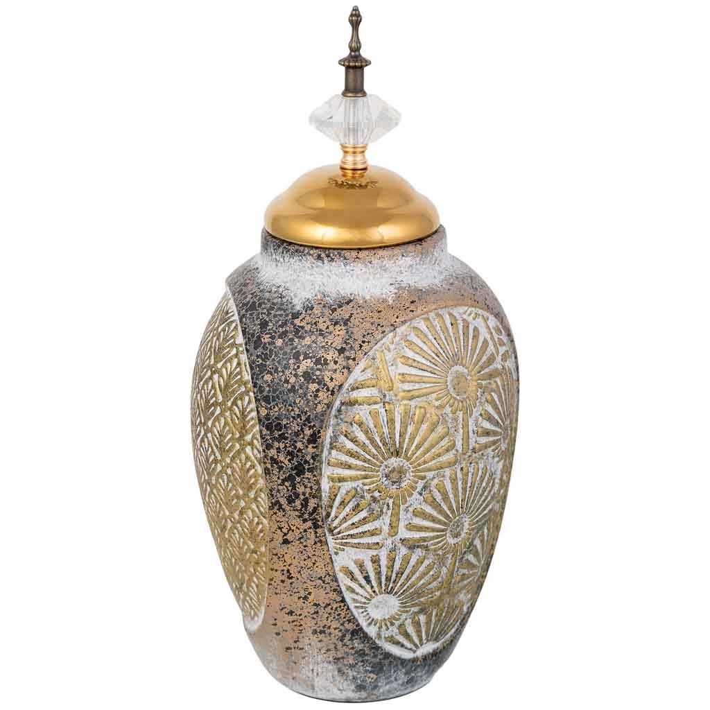 Vaso in ceramica dorata, D17,5x36h cm