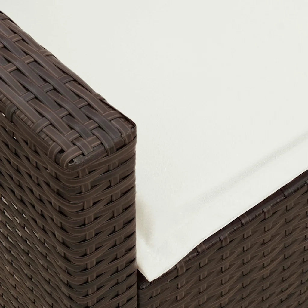 Divano da Giardino con Cuscini in Polyrattan Marrone