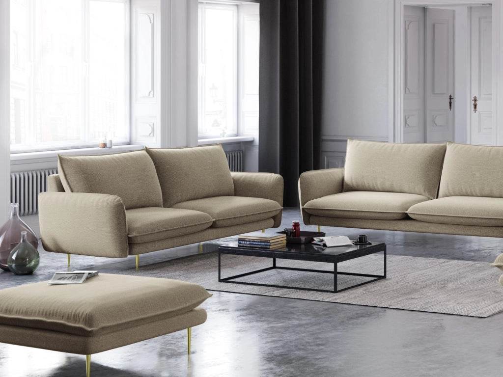 Cosmopolitan Design - Divano "Vienna" 2 posti in tessuto strutturato beige 