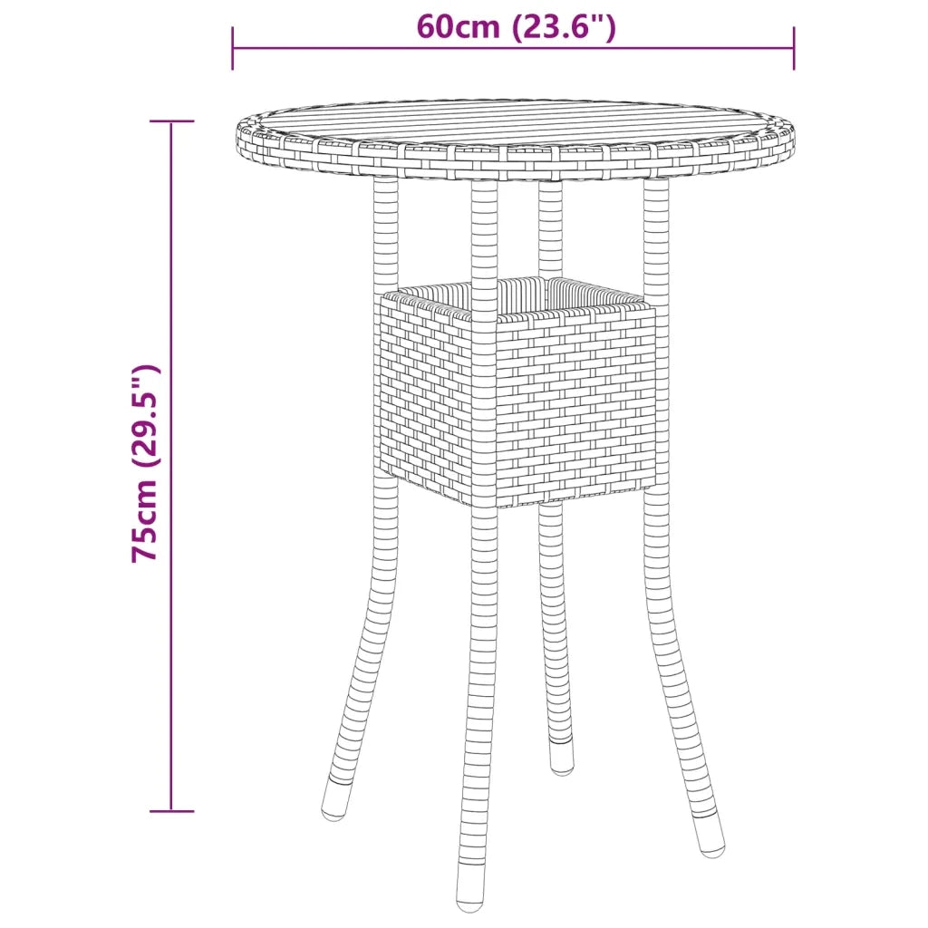 Set da Pranzo per Giardino 3 pz in Polyrattan Grigio 3058467